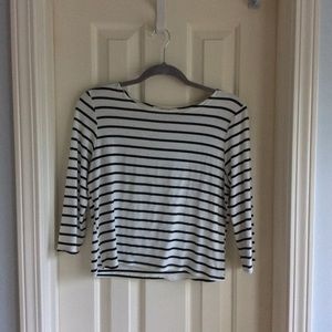 miami Black & White Striped Cropped Tee